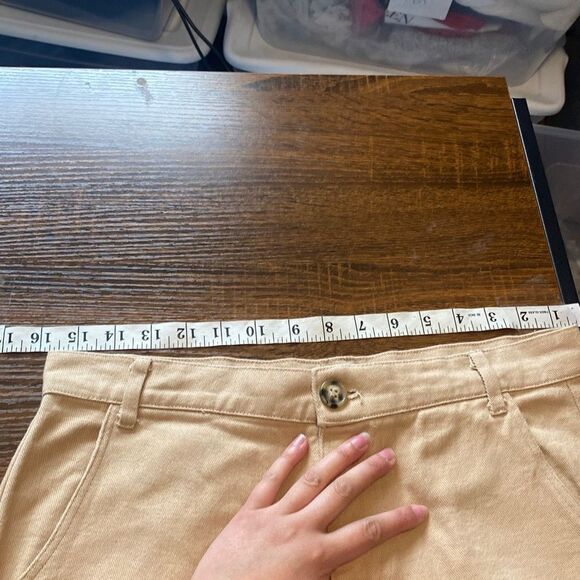 Edit by Nine Womens Khaki Colored Twill Utility Pants Straight Leg Large - Picture 5 of 8